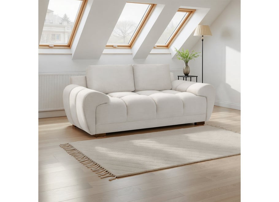 Komfortowa sofa ZEMO BIS dwuosobowa w kremowym welurze
