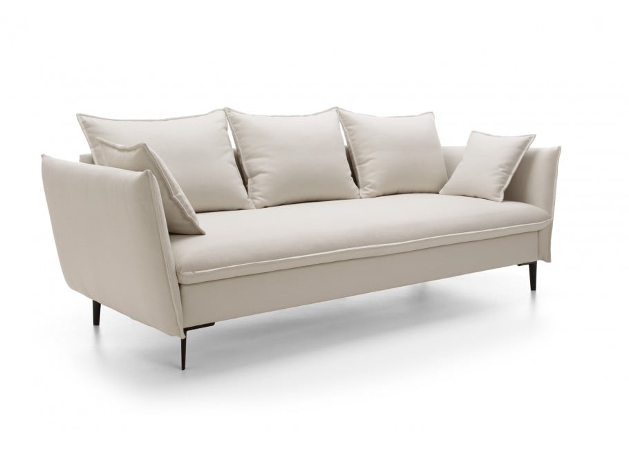 Wygodna sofa Venico 3-osobowa do salonu w kremowym welurze - Riviera 21