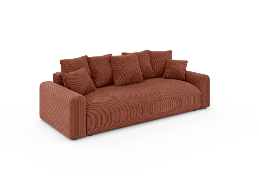 Sofa z funkcją spania Cleo czteroosobowa w ceglastym sztruksie 3