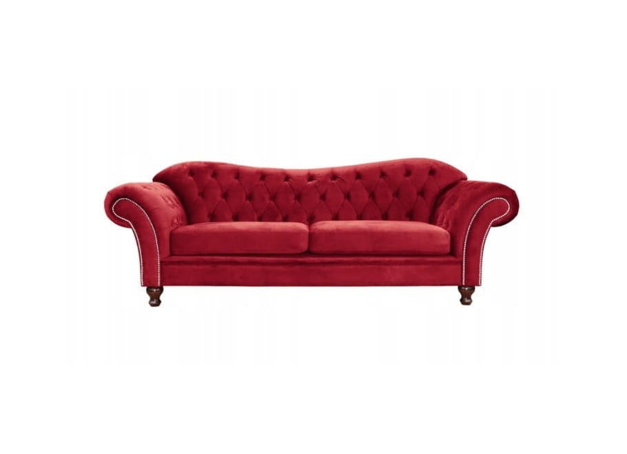 Luksusowa sofa PARIS 2-osobowa w czerwonym welurze 2