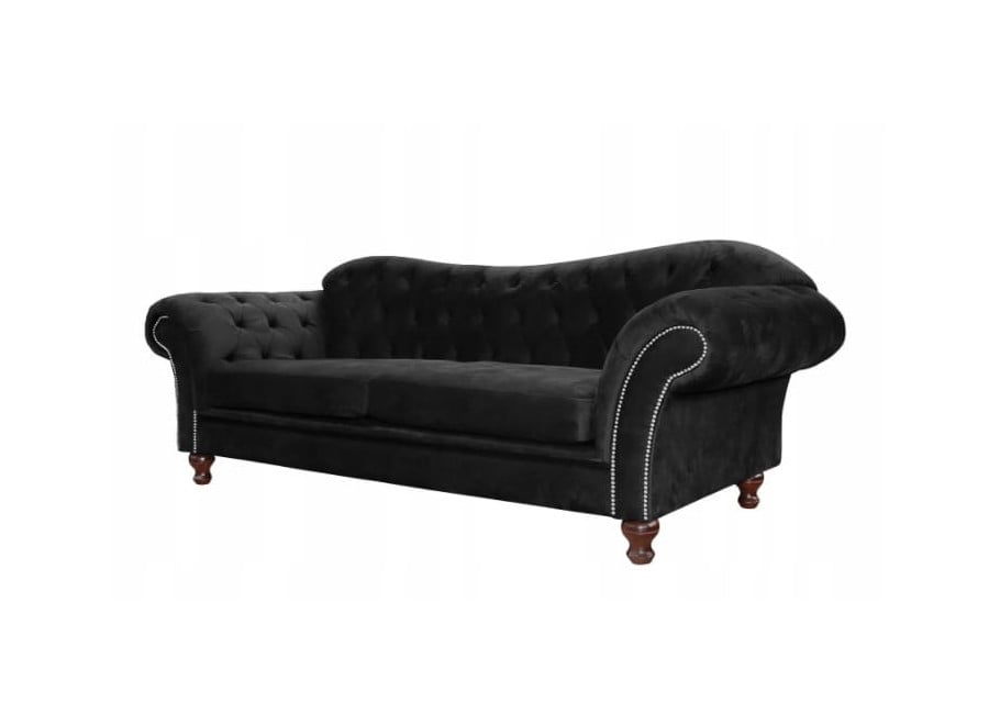 Pikowana sofa PARIS Chesterfield w czarnym welurze 2