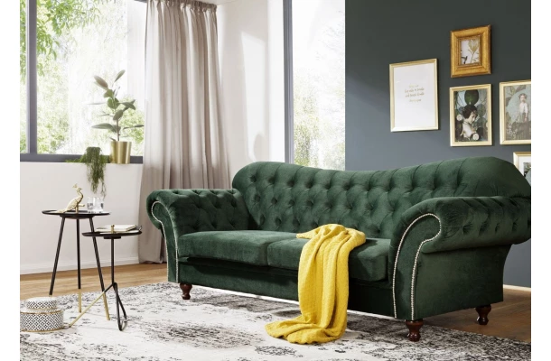 Sofa dwuosobowa z funkcją spania pikowana Chesterfield PARIS - design i funkcjonalnosc w parze