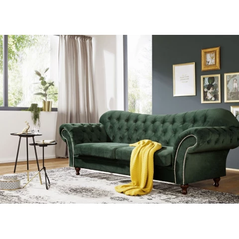 Sofa trzyosobowa z funkcją spania pikowana Chesterfield PARIS