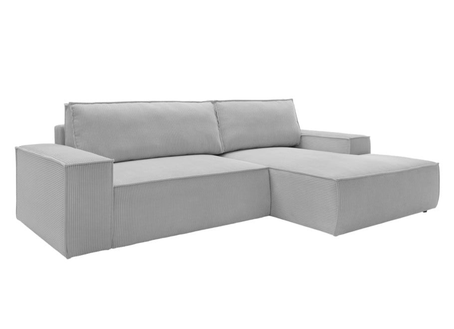 Sofa narożna Carlos - narożnik z funkcją spania, jasny szary sztruks 2