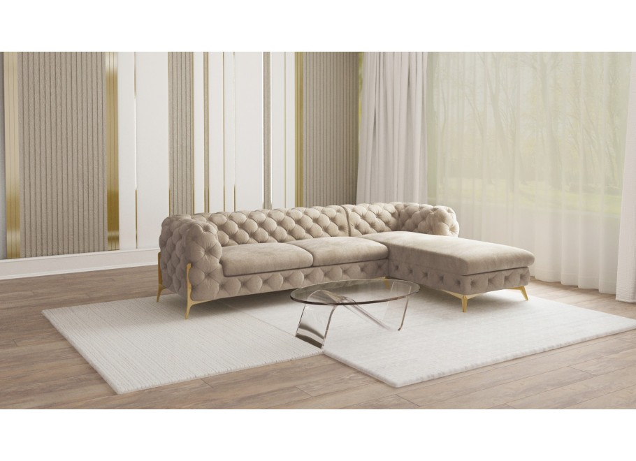 Narożnik czteroosobowy pikowany glamour Chesterfield TEO 2,5+OT 11