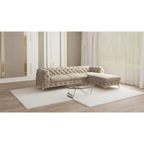 Narożnik czteroosobowy pikowany glamour Chesterfield TEO 2,5+OT