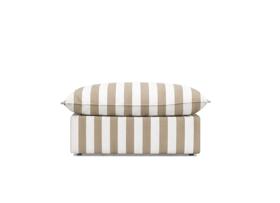 Beżowa pufa ogrodowa Marvella w pasy - tkanina outdoor 80x80 3