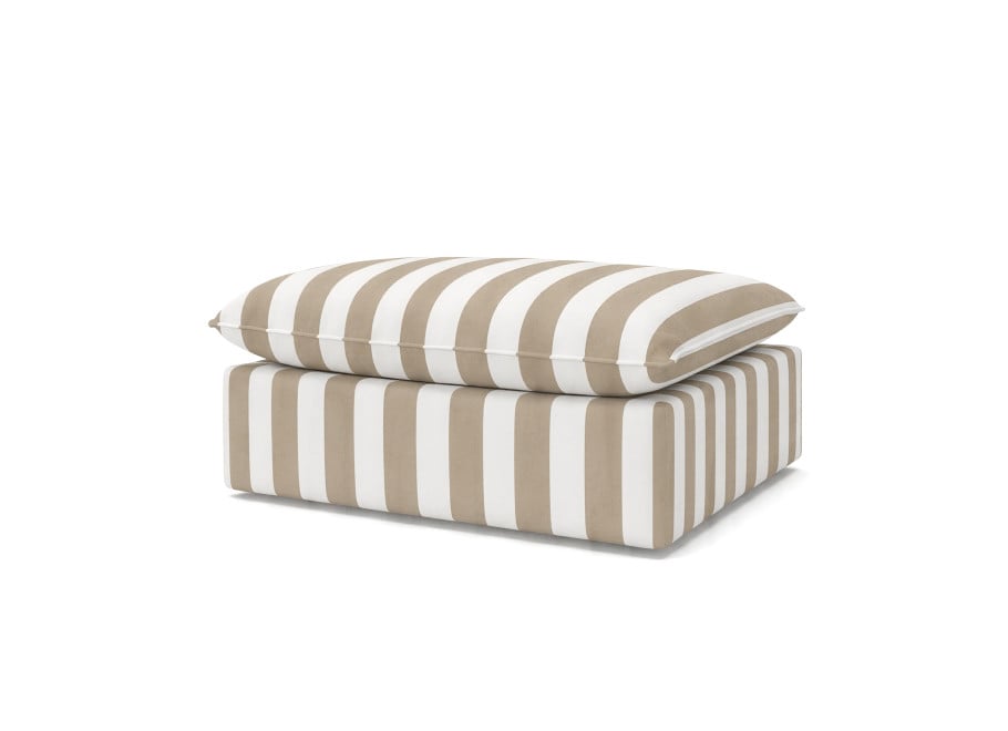 Beżowa pufa ogrodowa Marvella w pasy - tkanina outdoor 80x80 2