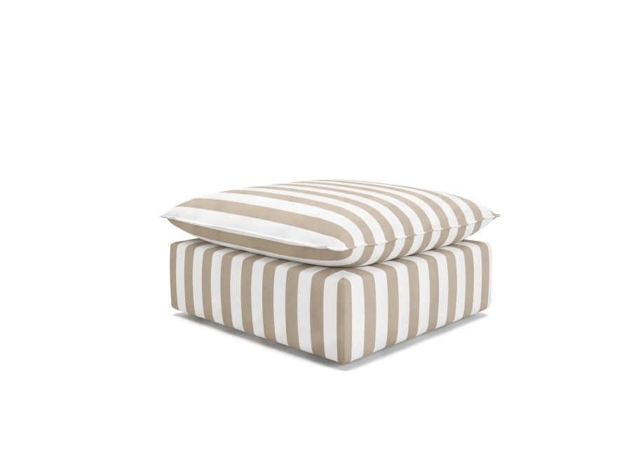 Beżowa pufa ogrodowa Marvella w pasy - tkanina outdoor 80x80 4