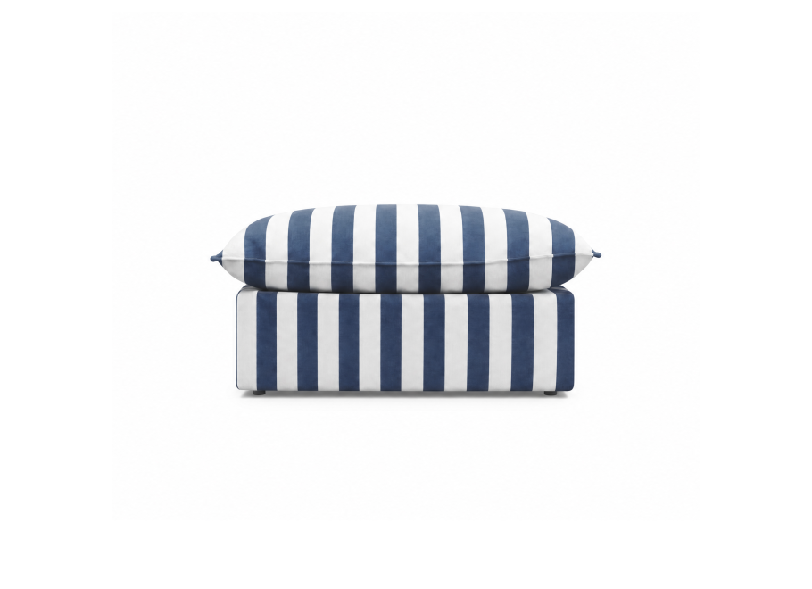 Niebieska pufa ogrodowa Marvella w pasy - tkanina outdoor 80x80 3