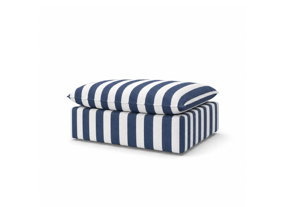 Niebieska pufa ogrodowa Marvella w pasy - tkanina outdoor 80x80 2