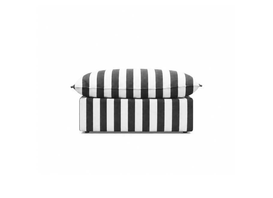 Czarno-biała pufa ogrodowa Marvella w pasy - tkanina outdoor 80x80 4
