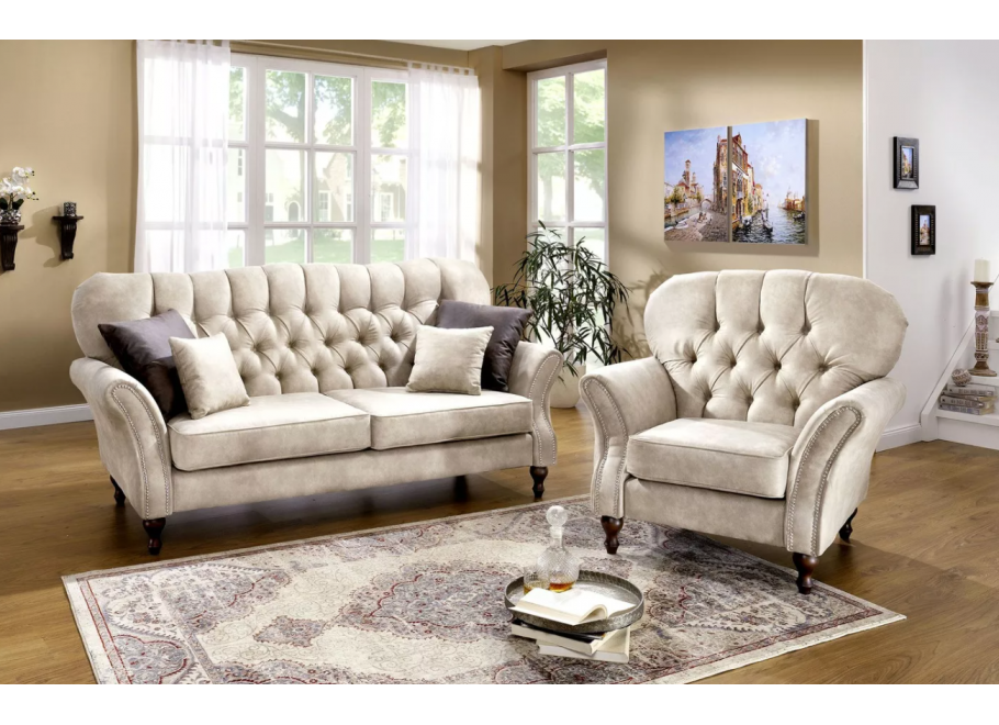 Sofa trzyosobowa pikowana glamour Chesterfield  BOGOTA 9