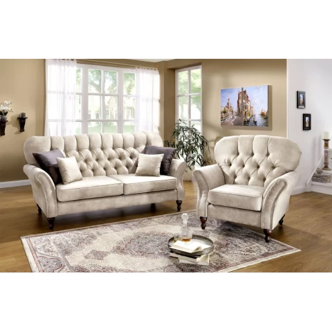 Sofa trzyosobowa pikowana glamour Chesterfield  BOGOTA