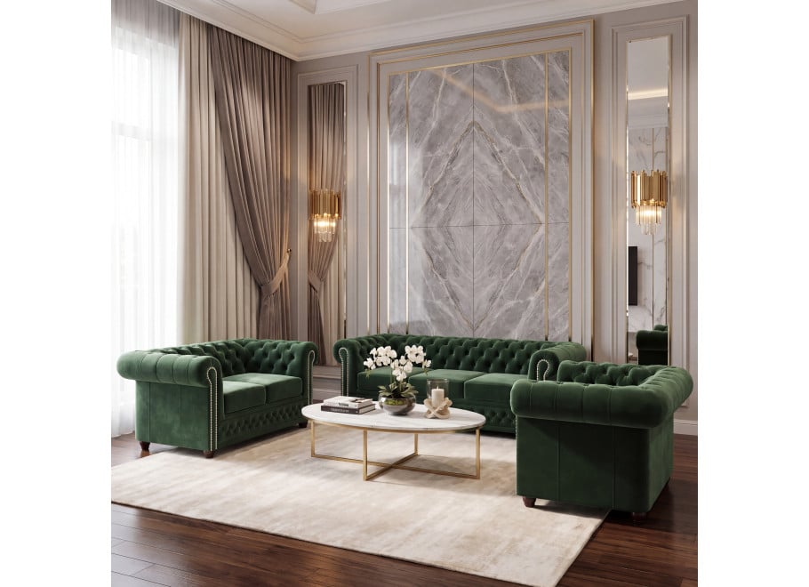 Zestaw mebli pikowanych Chesterfield 3+2+1 FELIX - Riviera 38