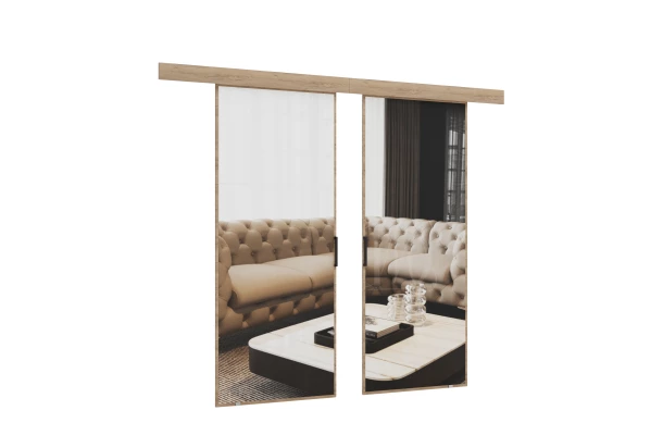 Drzwi przesuwne dwuskrzydłowe naścienne z lustrem KAMA - design i funkcjonalnosc w parze Drzwi przesuwne dwuskrzydłowe naścienne z lustrem KAMA - design i funkcjonalnosc w parze