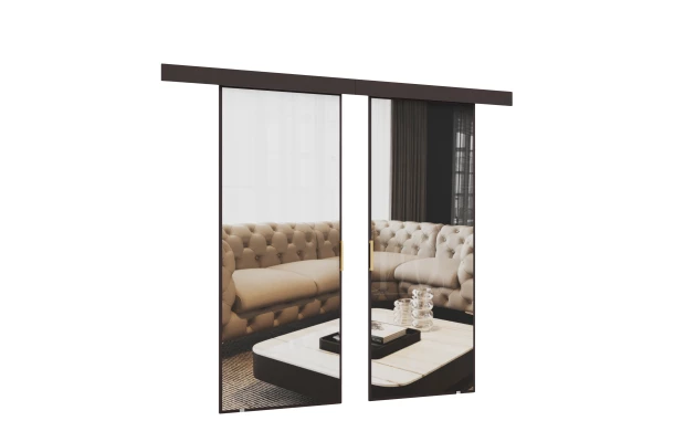 Drzwi przesuwne dwuskrzydłowe naścienne z lustrem KAMA - design i funkcjonalnosc w parze Drzwi przesuwne dwuskrzydłowe naścienne z lustrem KAMA - design i funkcjonalnosc w parze