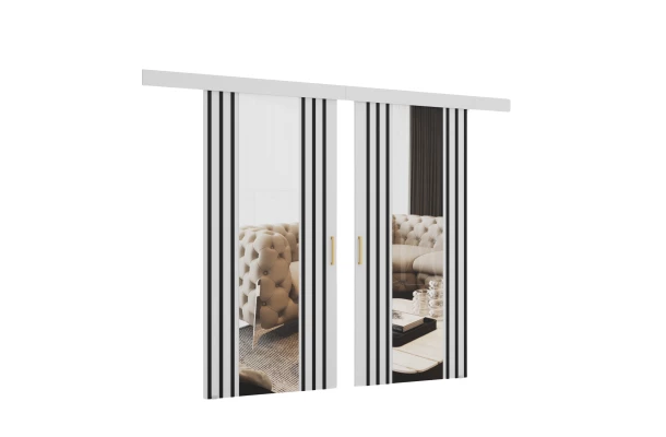 Drzwi przesuwne dwuskrzydłowe naścienne z lamelami i lustrem MONO - design i funkcjonalnosc w parze Drzwi przesuwne dwuskrzydłowe naścienne z lamelami i lustrem MONO - design i funkcjonalnosc w parze