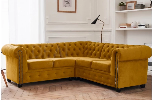 Narożnik pięcioosobowy pikowany Chesterfield FELIX 2+E+2 - bok