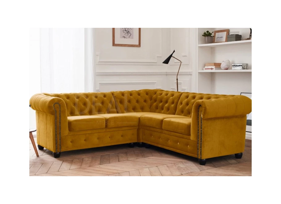 Narożnik pięcioosobowy pikowany Chesterfield FELIX 2+E+2