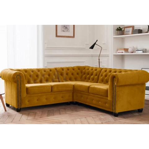 Narożnik pięcioosobowy pikowany Chesterfield FELIX 2+E+2