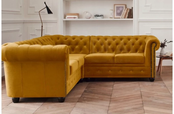 Narożnik pięcioosobowy pikowany Chesterfield FELIX 2+E+2 - design
