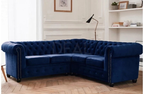 Narożnik pięcioosobowy pikowany Chesterfield FELIX 2+E+2 - przestronne