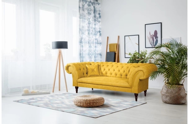 Sofa trzyosobowa pikowana Chesterfield PORTO - sofy