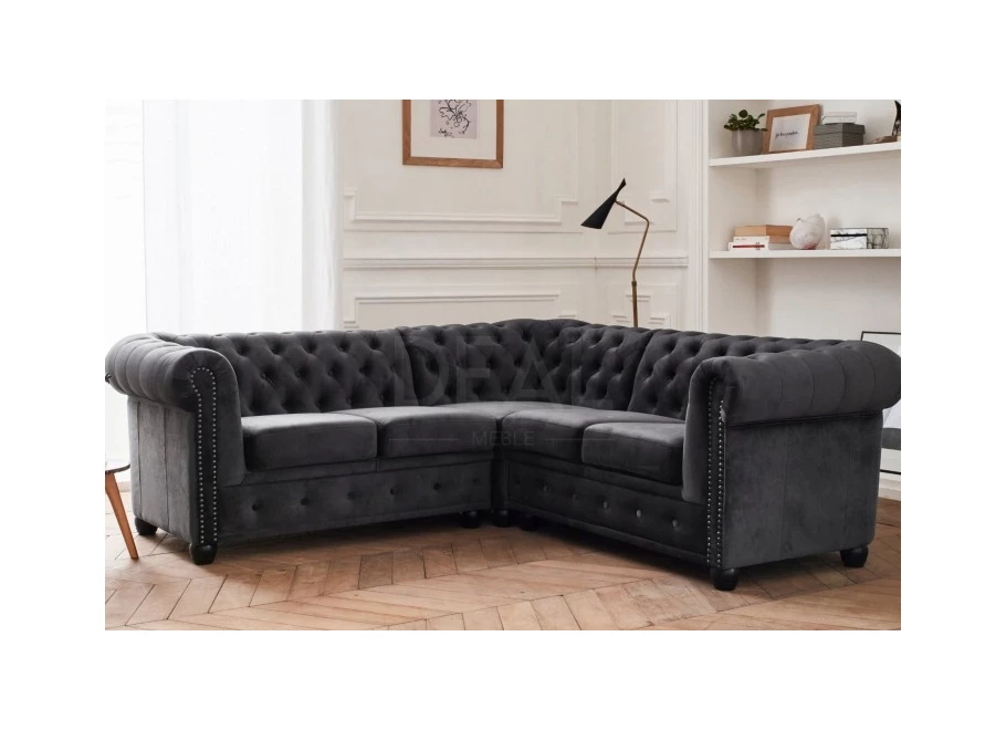 Narożnik pięcioosobowy pikowany Chesterfield FELIX 2+E+2
