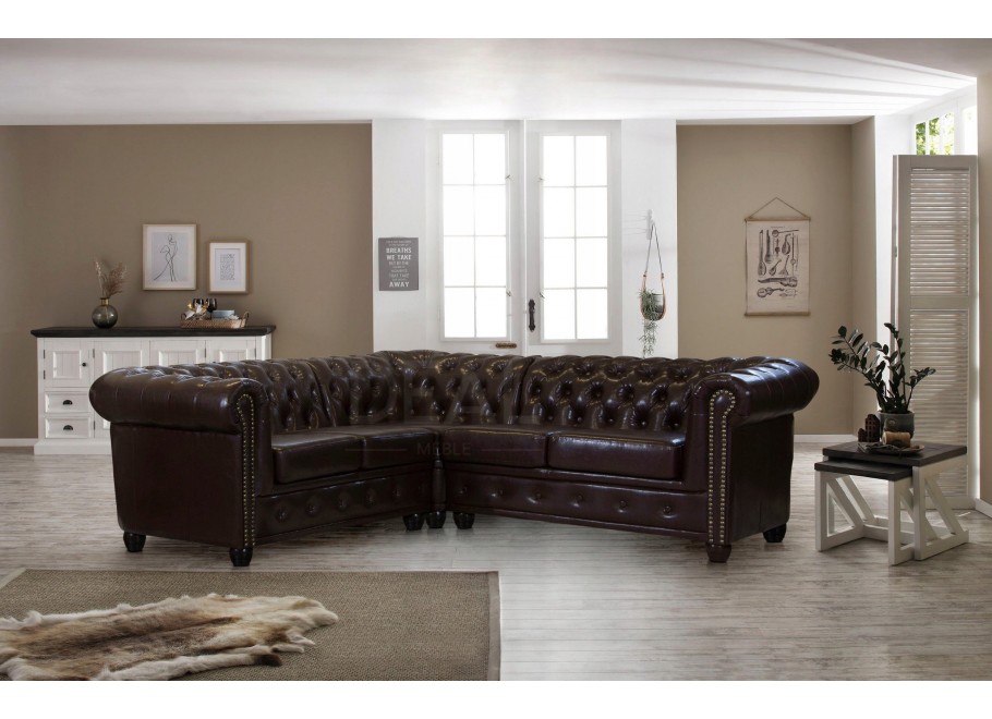Narożnik pięcioosobowy pikowany Chesterfield FELIX 2+E+2 8