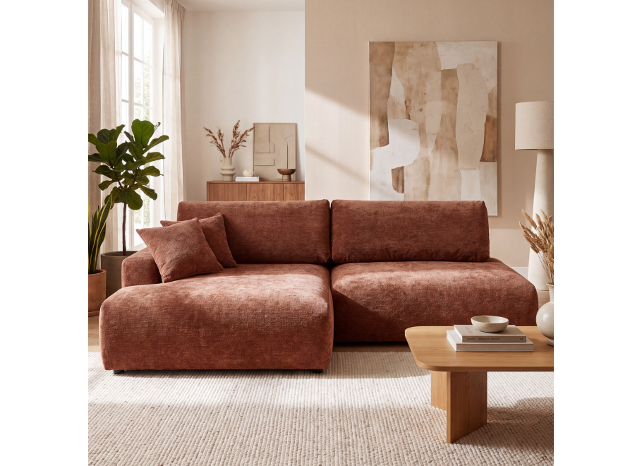 Nowoczesny narożnik L-kształtny czteroosobowy z funkcją spania Merlin 238x140 — Vibe 56
