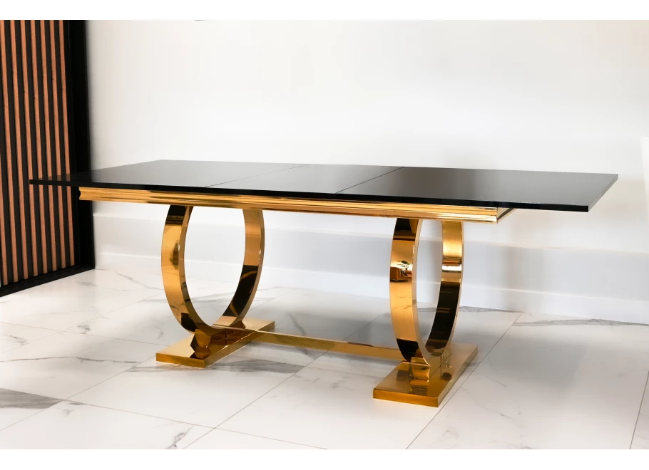 Stół hugo glamour srebrny z białym blatem 160x90 + wkładka 100 cm