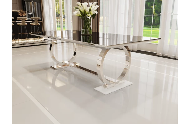 Stół hugo glamour srebrny 180x90 z czarnym blatem - design i funkcjonalnosc w parze