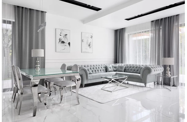 Narożnik sześcioosobowy pikowany Chesterfield PORTO - design