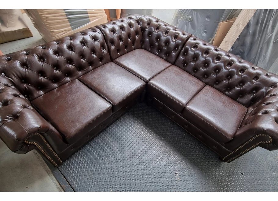 Narożnik pięcioosobowy pikowany Chesterfield FELIX 2+E+2