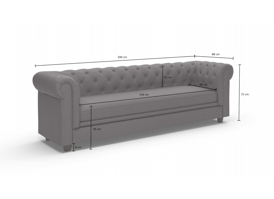 Sofa trzyosobowa pikowana Chesterfield SYDNEY 3