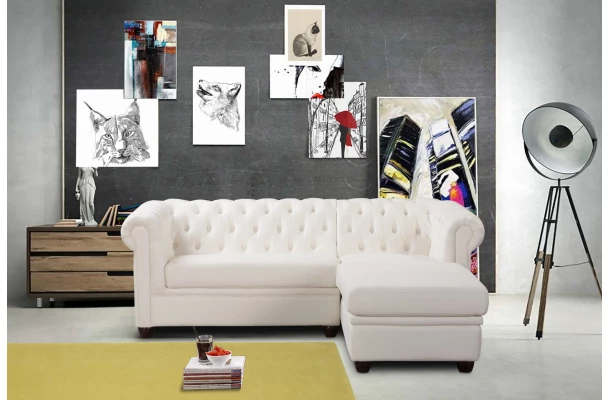 Narożnik czteroosobowy pikowany Chesterfield SYDNEY OT - bok