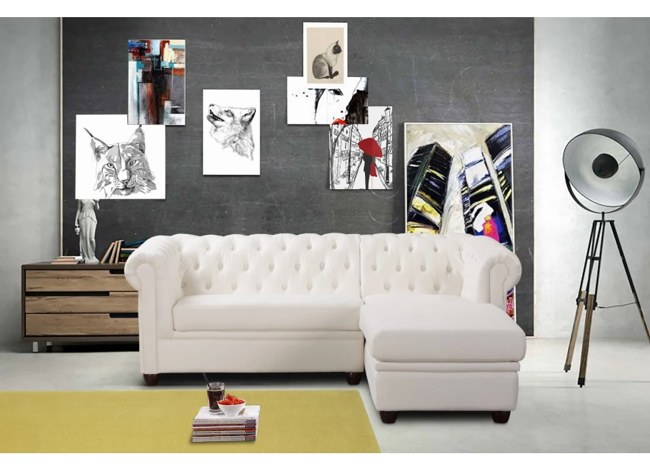 Narożnik czteroosobowy pikowany Chesterfield SYDNEY OT