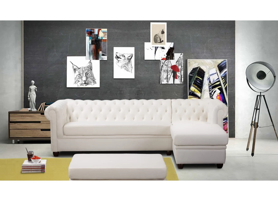 Narożnik pięcioosobowy pikowany Chesterfield SYDNEY OT