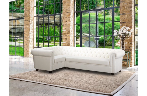 Narożnik pięcioosobowy pikowany Chesterfield SYDNEY 1+E+3 - bok