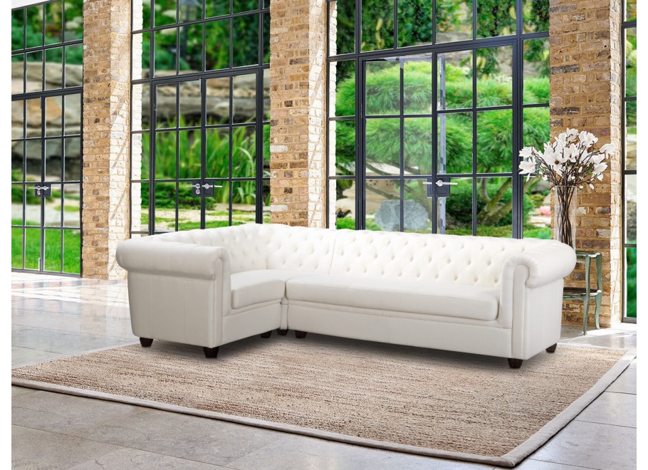 Narożnik pięcioosobowy pikowany Chesterfield SYDNEY 1+E+3 16