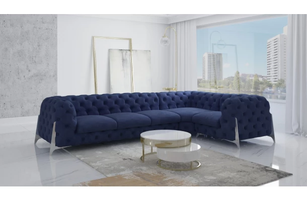 Narożnik pięcioosobowy pikowany luksusowy glamour KALIFORNIA 3+E+1 - design i funkcjonalnosc w parze