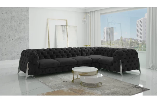 Narożnik pięcioosobowy pikowany luksusowy glamour KALIFORNIA 3+E+1 - design i funkcjonalnosc w parze