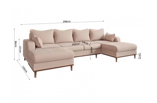 Narożnik sześcioosobowy z funkcją spania nowoczesny Sofi - eleganckie