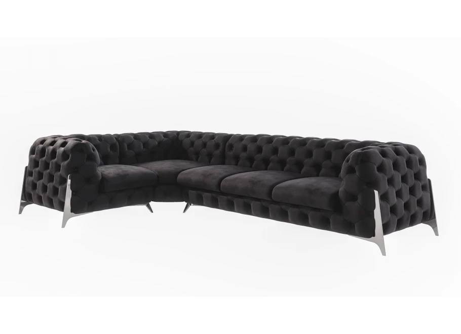Narożnik pięcioosobowy pikowany Chesterfield glamour KALIFORNIA 1+E+3 Narożnik pięcioosobowy pikowany Chesterfield glamour KALIFORNIA 1+E+3