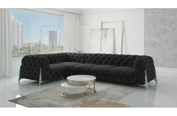 Narożnik pięcioosobowy pikowany Chesterfield glamour KALIFORNIA 1+E+3 - stylowe Narożnik pięcioosobowy pikowany Chesterfield glamour KALIFORNIA 1+E+3 - stylowe