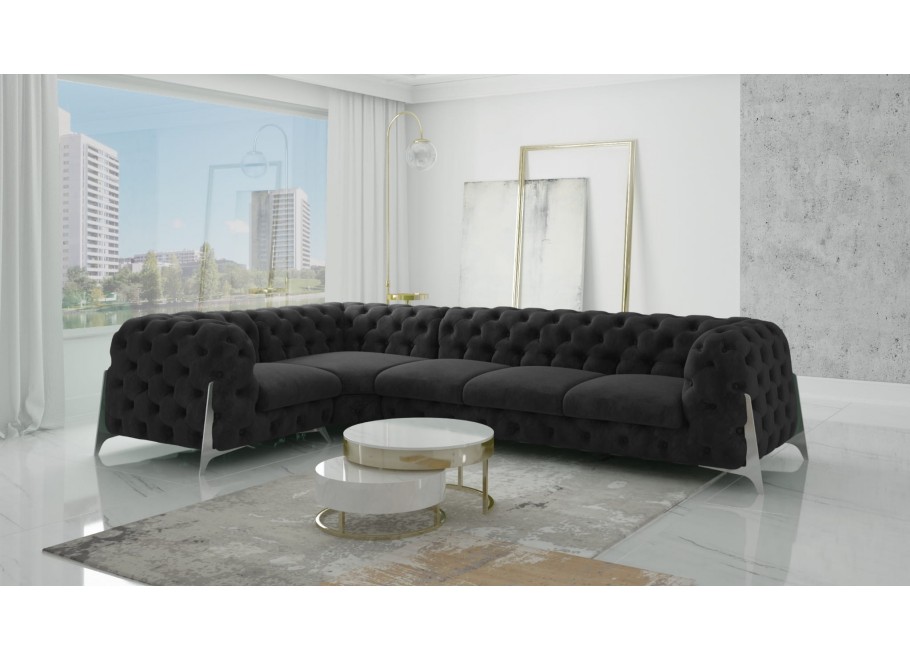Narożnik pięcioosobowy pikowany Chesterfield glamour KALIFORNIA 1+E+3 11