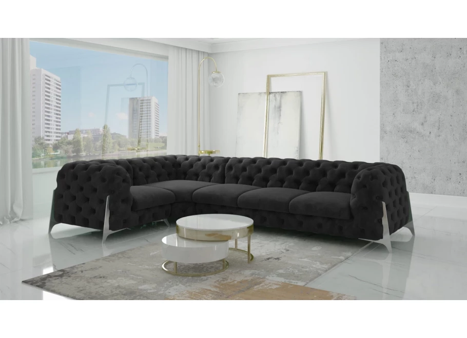 Narożnik pięcioosobowy pikowany Chesterfield glamour KALIFORNIA 1+E+3 Narożnik pięcioosobowy pikowany Chesterfield glamour KALIFORNIA 1+E+3
