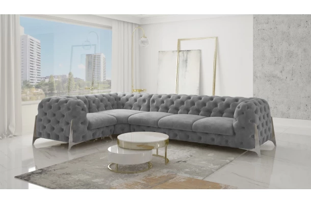 Narożnik pięcioosobowy pikowany Chesterfield glamour KALIFORNIA 1+E+3 - design i funkcjonalnosc w parze Narożnik pięcioosobowy pikowany Chesterfield glamour KALIFORNIA 1+E+3 - design i funkcjonalnosc w parze
