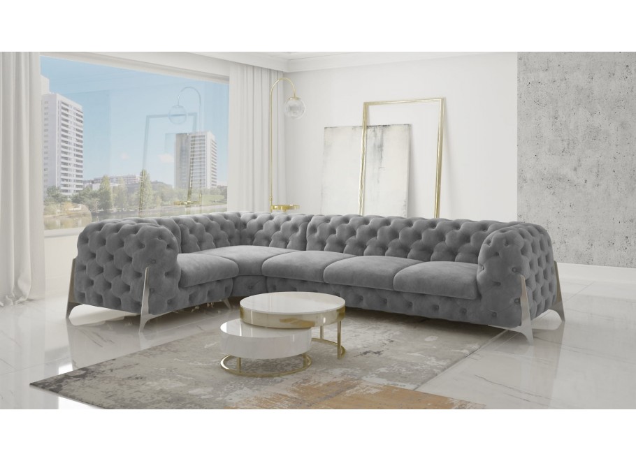 Narożnik pięcioosobowy pikowany Chesterfield glamour KALIFORNIA 1+E+3 12